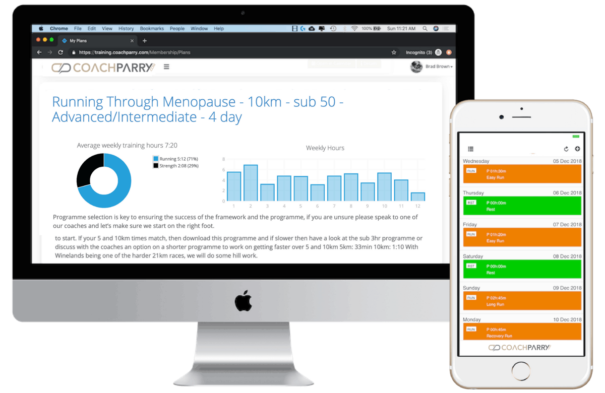Running Through Menopause training app on multiple devices